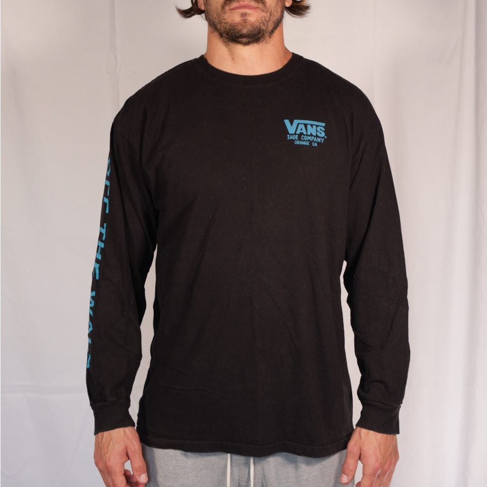 Vans Black Long Sleeve Tee with Logo Details